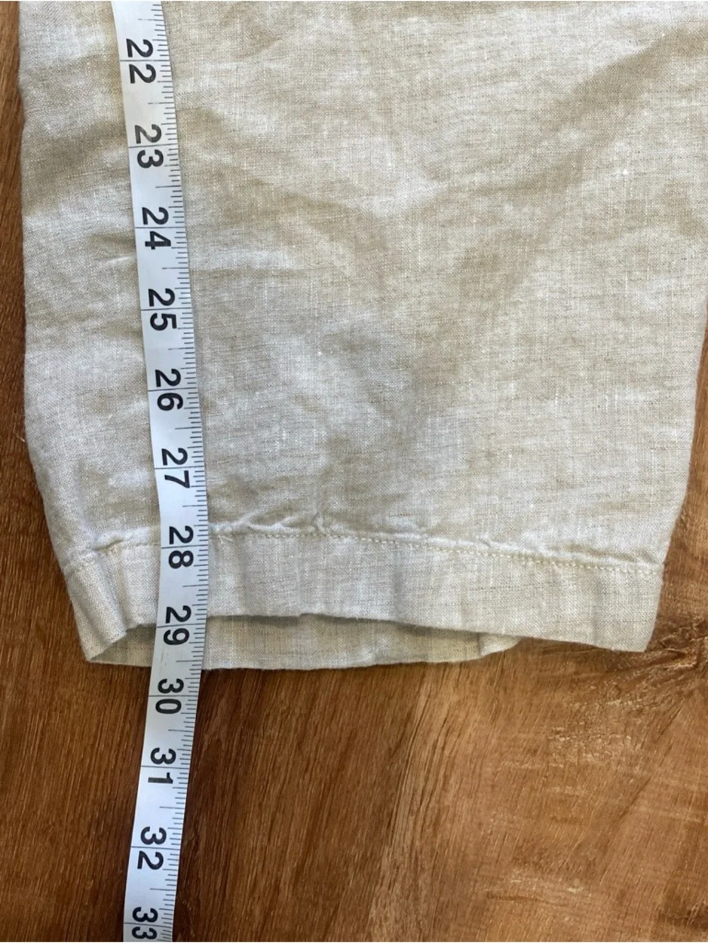 Perry Ellis Linen Pants Mens 38x30 Beige Button Fly Drawstring Beachy Summer
